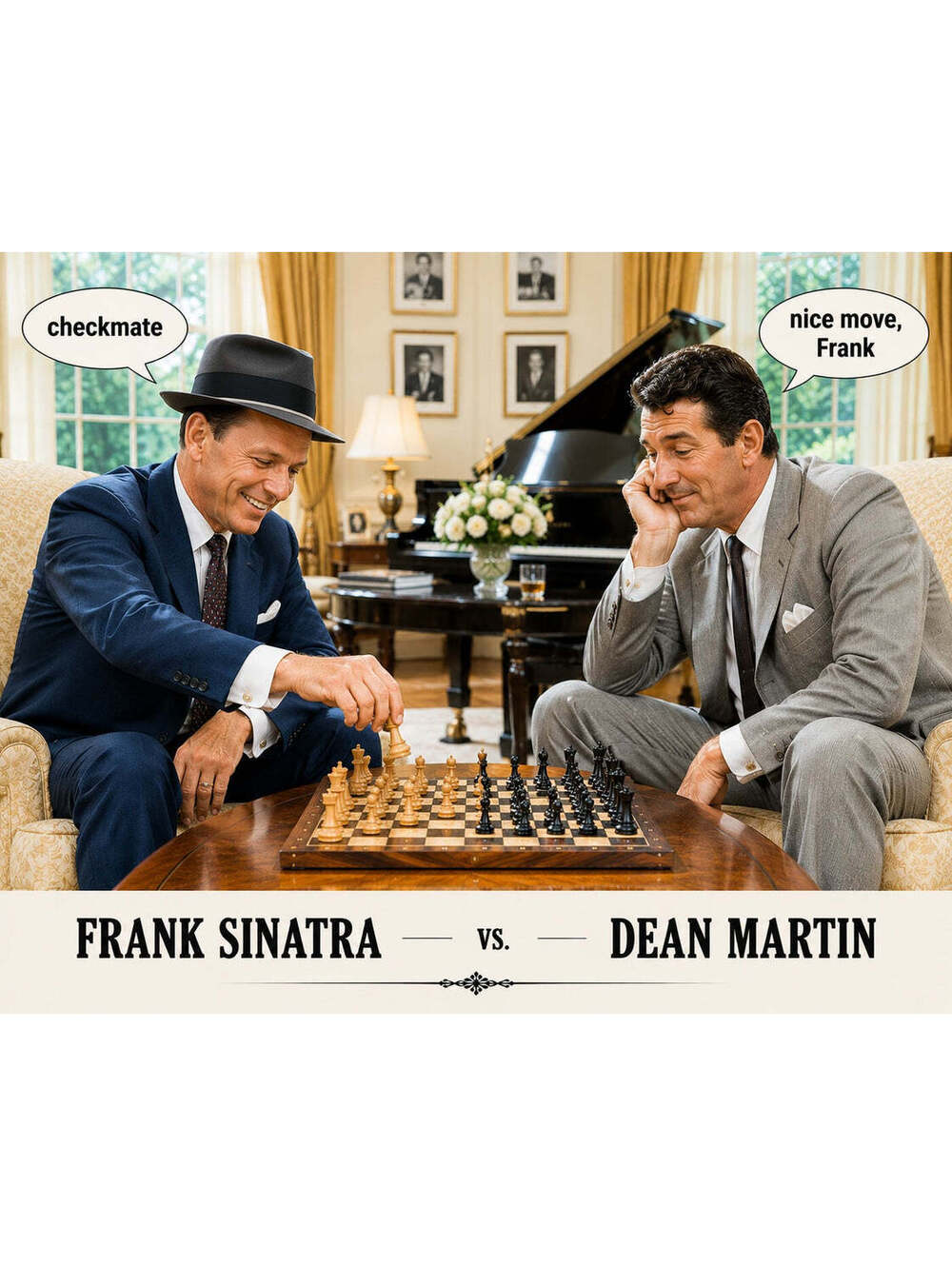 4339 Frank Sinatra vs Dean Martin Across The Board Chess  8x10 Glossy Print
